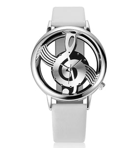 Quartz Musical Note Style leather WristWatch