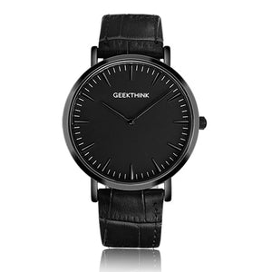 Minimalist man quartz-watch genuine leather