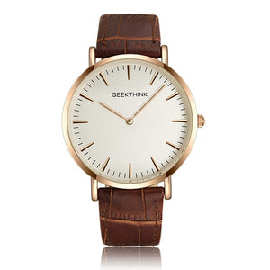 Minimalist man quartz-watch genuine leather