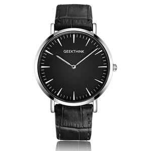 Minimalist man quartz-watch genuine leather