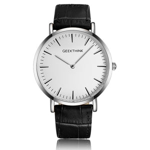 Minimalist man quartz-watch genuine leather