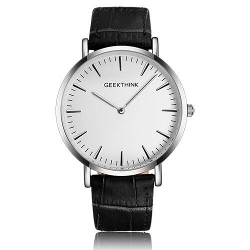 Minimalist man quartz-watch genuine leather