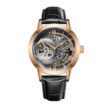 Load image into Gallery viewer, OBLVLO Mens Skeleton Calfskin Leather WristWatch