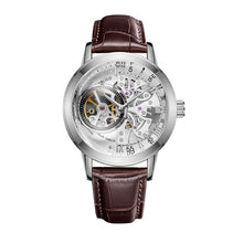 Load image into Gallery viewer, OBLVLO Mens Skeleton Calfskin Leather WristWatch