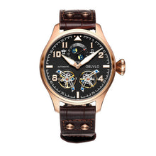 Load image into Gallery viewer, OBLVLO Mens Pilot Brown Leather Strap  WrisrtWatch