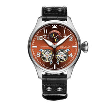 Load image into Gallery viewer, OBLVLO Mens Pilot Brown Leather Strap  WrisrtWatch