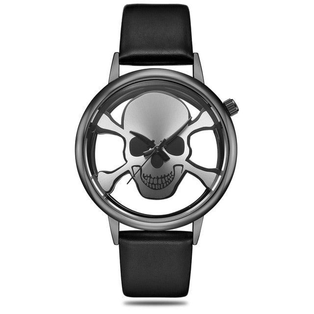 Quartz Leather Skull Design man wristwatch