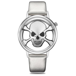 Quartz Leather Skull Design man wristwatch