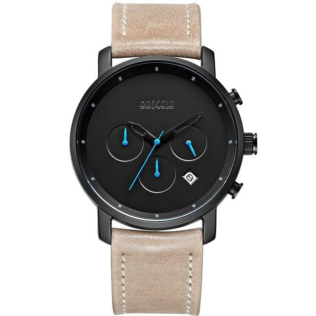 Men's Simple Minimalism Quartz Leather Strap Watch