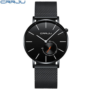 Male CRRJU Quartz Stainless Steel strap Wristwatch