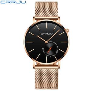 Male CRRJU Quartz Stainless Steel strap Wristwatch