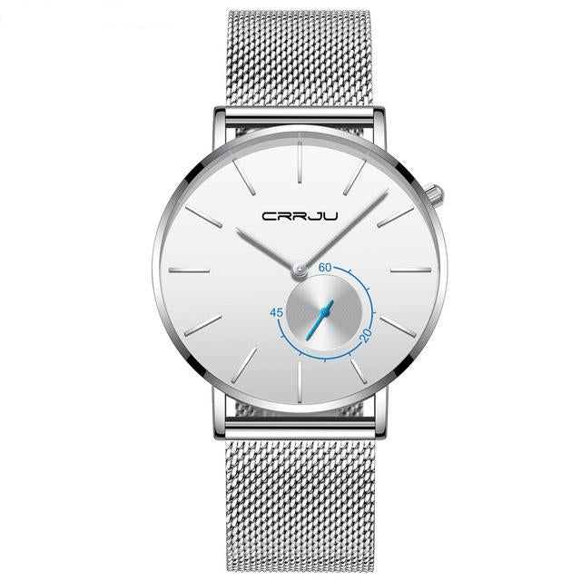 Male CRRJU Quartz Stainless Steel strap Wristwatch