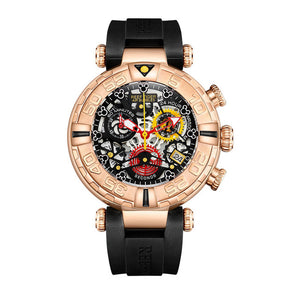 Reef Tiger/RT Mens Sport Rose Gold Skeleton WristWatch