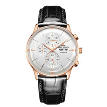 Load image into Gallery viewer, Multi Function Rose Gold Brown Leather Strap men WristWatch