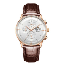 Load image into Gallery viewer, Multi Function Rose Gold Brown Leather Strap men WristWatch