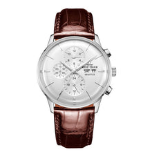 Load image into Gallery viewer, Multi Function Rose Gold Brown Leather Strap men WristWatch