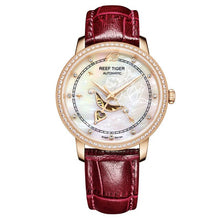 Load image into Gallery viewer, Reef Tiger/RT Blue Women Diamonds Leather strap WristWatch