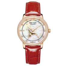 Load image into Gallery viewer, Reef Tiger/RT Blue Women Diamonds Leather strap WristWatch