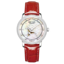 Load image into Gallery viewer, Reef Tiger/RT Blue Women Diamonds Leather strap WristWatch