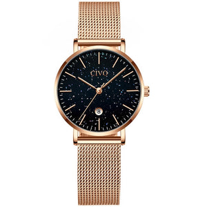 CIVO Fashion Luxury Women Gold Steel WristWatch