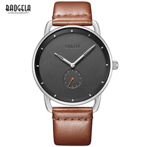 BAOGELA Men's Simple Leather Strap Quartz WristWatch